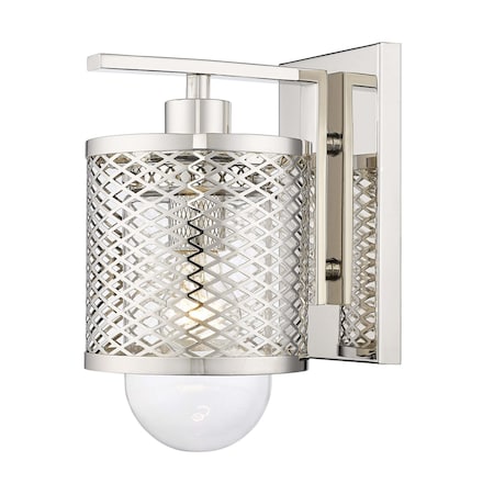Z-Lite Kipton 1 Light Wall Sconce, Polished Nickel & Clear 3037-1S-PN